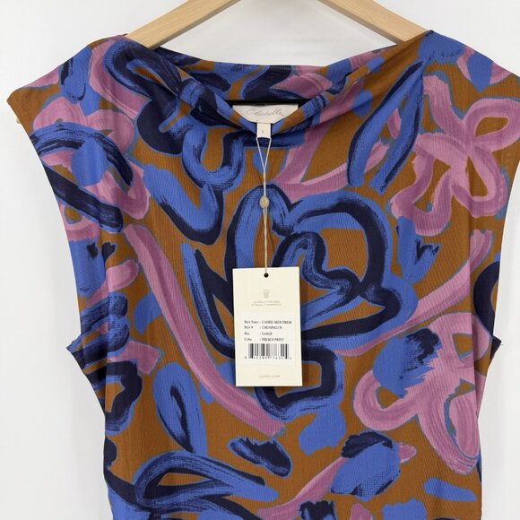 NWT Cleobella Carrie Floral Mesh Bodycon Midi Dress Large Fresco Print Multi - Picture 4 of 10